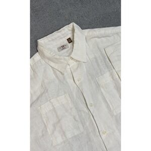 King Ranch Men's XL White Tail Linen Heritage Guayabera Button Up Shirt